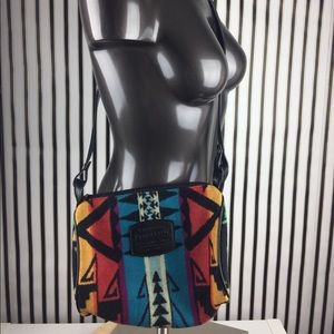 Pendleton Black Aztec Wool Crossbody Purse Handbag